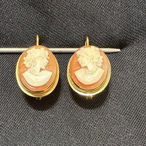 M+M Scognamiglio 18k Yellow Gold Cameo Earrings